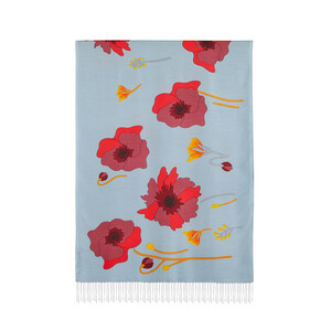 Baby Blue Poppy Modal Silk Hijab - Thumbnail