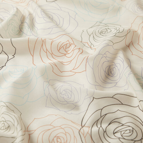 Beige Black Rose Bouquet Cotton Scarf