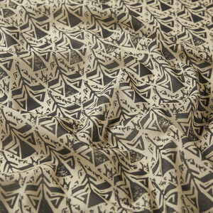 Black Cream Ethnic Pattern Cotton Scarf - Thumbnail
