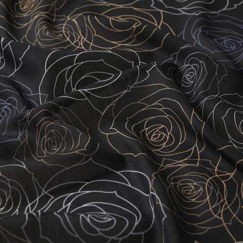 Black Gold Rose Bouquet Cotton Scarf