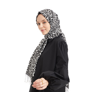Black Leopard Modal Silk Hijab - Thumbnail