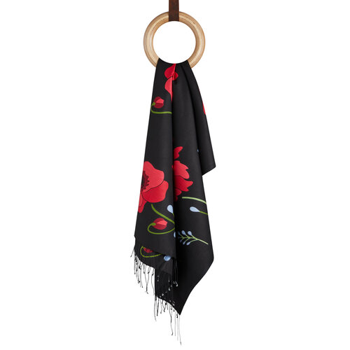 Black Poppy Modal Silk Hijab