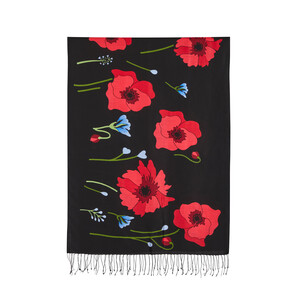 Black Poppy Modal Silk Hijab - Thumbnail