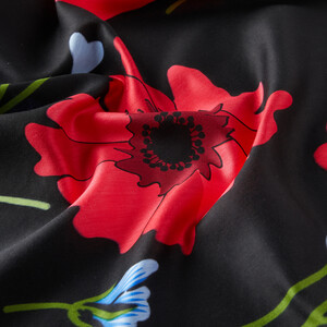 Black Poppy Modal Silk Hijab - Thumbnail