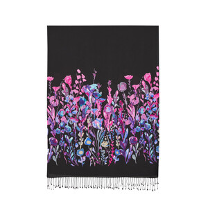 Black Spring Canvas Modal Silk Hijab - Thumbnail