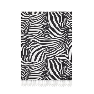 Black White Zebra Modal Silk Scarf - Thumbnail