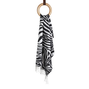 Black White Zebra Modal Silk Scarf - Thumbnail