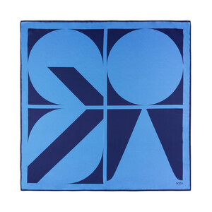 Blue Macro Puzzle Monogram Scarf - Thumbnail