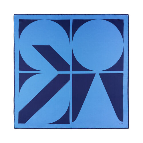 Blue Macro Puzzle Monogram Scarf