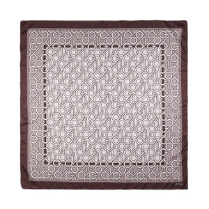 Brown Beige Style Monogram Scarf - Thumbnail