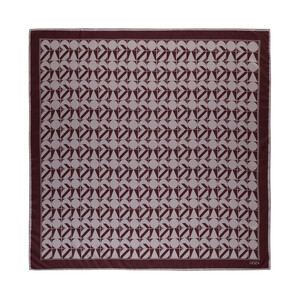 Burgundy Puzzle Monogram Scarf - Thumbnail