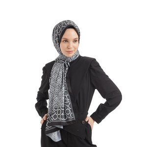 Charcoal Style Monogram Hijab - Thumbnail