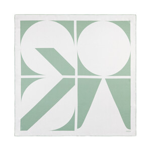 Cream Green Macro Puzzle Monogram Scarf - Thumbnail