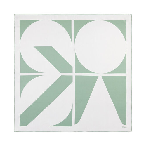 Cream Green Macro Puzzle Monogram Scarf