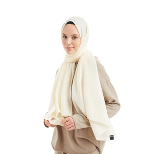 Ecru Shine Viscose Hijab - Thumbnail