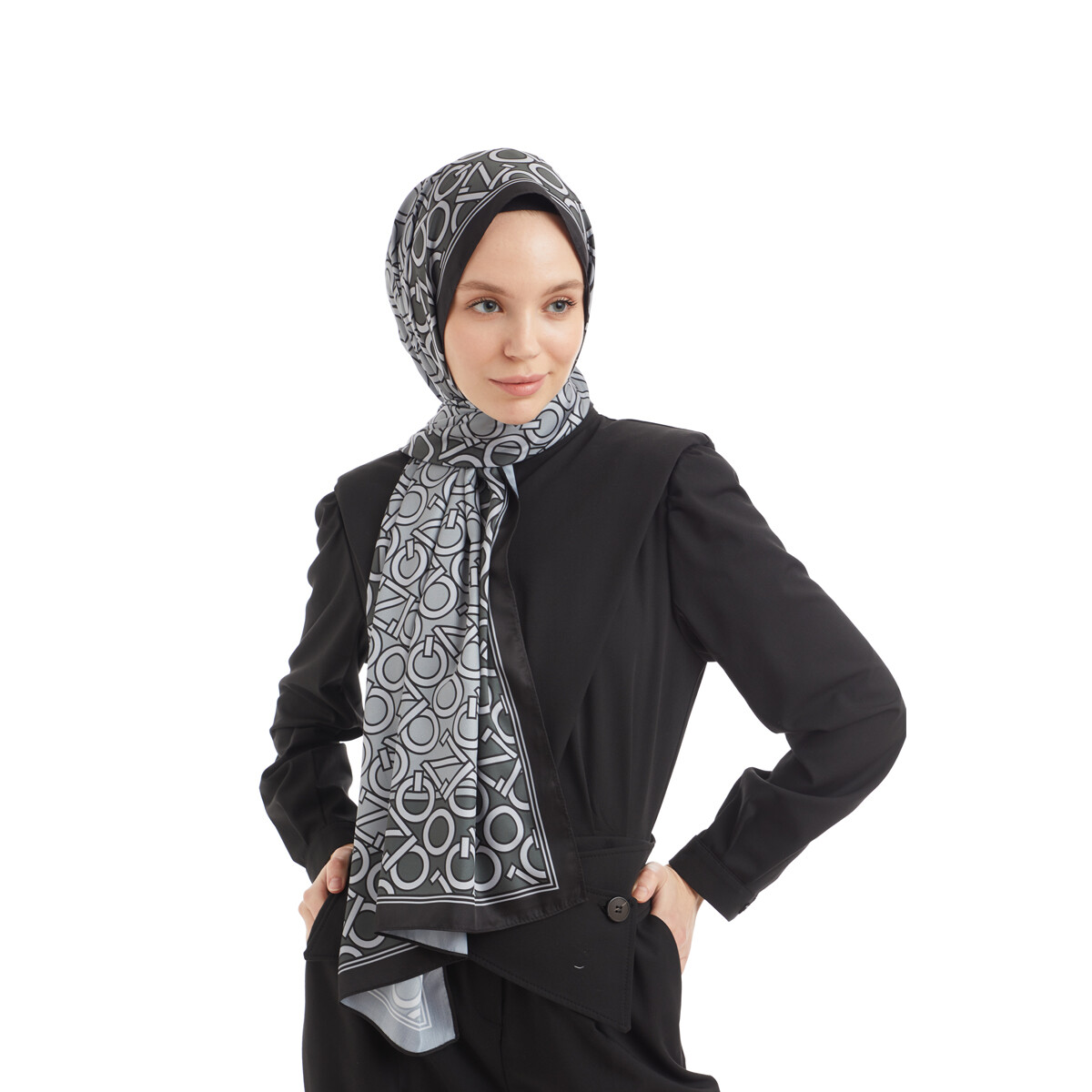 Füme Style Monogram Desenli  Şal