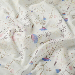 Ice Blue Wildflowers Cotton Scarf - Thumbnail
