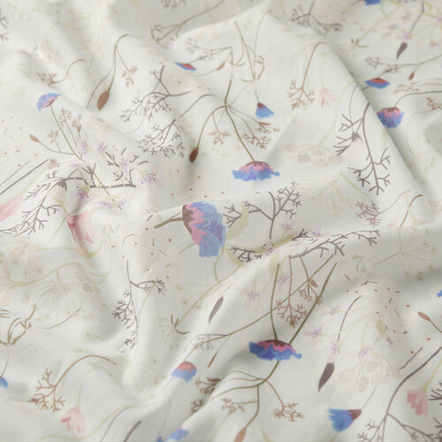 Ice Blue Wildflowers Cotton Scarf