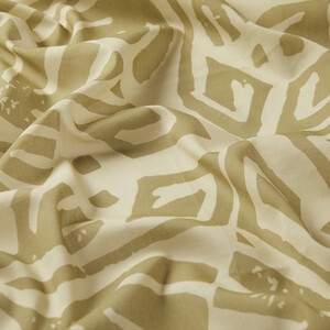 Khaki Ethnic Pattern Cotton Scarf - Thumbnail