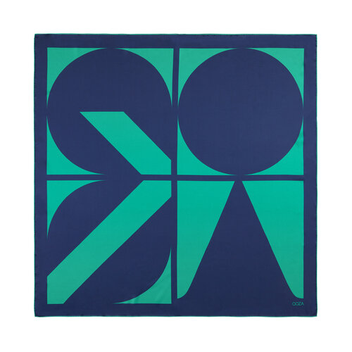 Lacivert Yeşil Macro Puzzle Monogram Eşarp