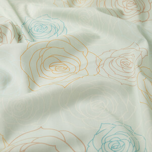  Light Aqua Green Rose Bouquet Cotton Scarf - Thumbnail