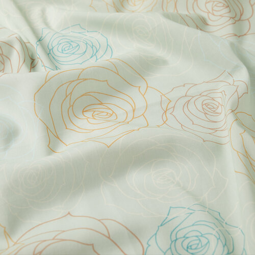  Light Aqua Green Rose Bouquet Cotton Scarf