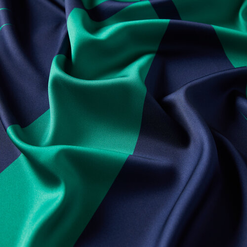 Navy Green Macro Puzzle Monogram Scarf