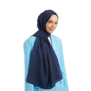 Navy Shine Viscose Hijab - Thumbnail