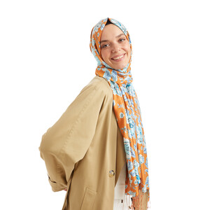 Orange Shawwal Modal Silk Hijab - Thumbnail