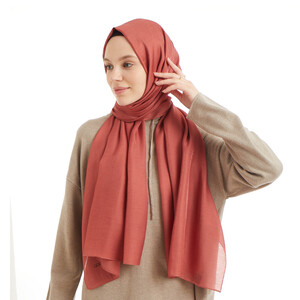 Piu Brick Red Viscose Hijab - Thumbnail