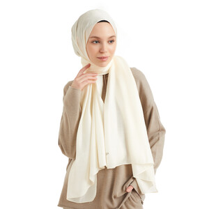 Piu Ecru Viscose Hijab - Thumbnail