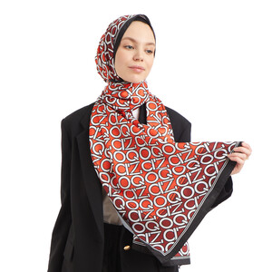 Red Style Monogram Hijab - Thumbnail
