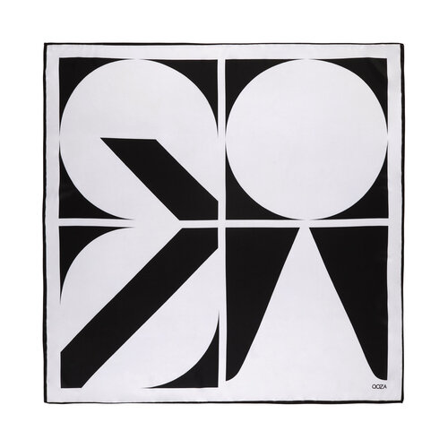 Siyah Beyaz Macro Puzzle Monogram Eşarp