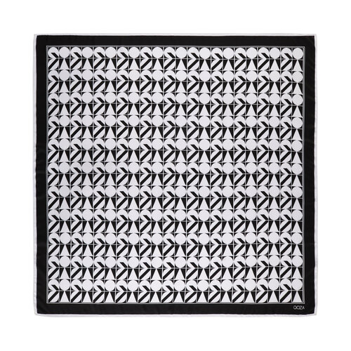 Siyah Beyaz Puzzle Monogram Eşarp