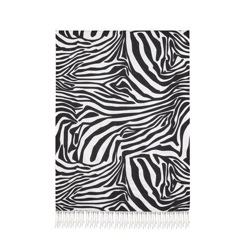 Siyah Beyaz Zebra Desenli Modal İpek Şal