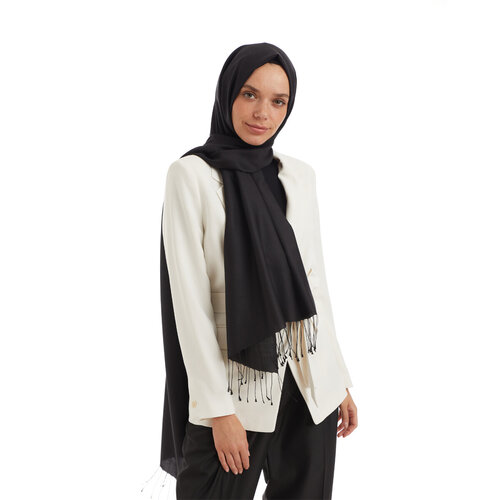 Solid Black Modal Silk Hijab