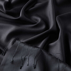 Solid Black Modal Silk Hijab - Thumbnail
