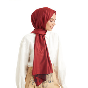 Solid Burgundy Modal Silk Hijab - Thumbnail
