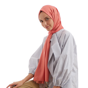 Solid Coral Modal Silk Hijab - Thumbnail