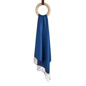 Solid Dark Blue Modal Silk Hijab - Thumbnail