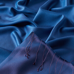Solid Dark Blue Modal Silk Hijab - Thumbnail
