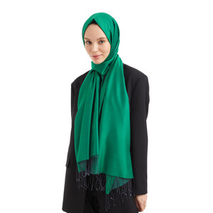 Solid Emerald Green Modal Silk Hijab - Thumbnail