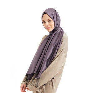 Solid Fig Purple Modal Silk Hijab - Thumbnail