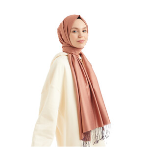Solid Light Orange Modal Silk Hijab - Thumbnail