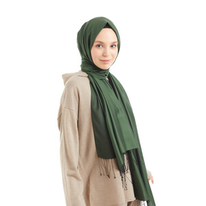 Solid Pine Green Modal Silk Hijab - Thumbnail