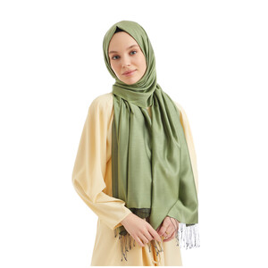 Solid Pine Scent Modal Silk Hijab - Thumbnail