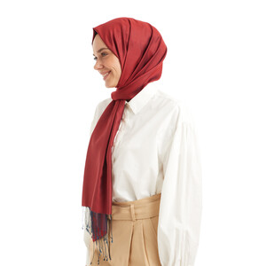 Solid Red Modal Silk Hijab - Thumbnail