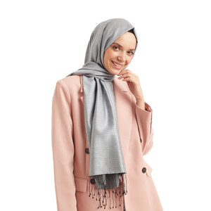 Solid Silver Modal Silk Hijab - Thumbnail