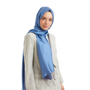 Solid Sky Blue Modal Silk Hijab - Thumbnail