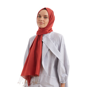 Solid Strawberry Red Modal Silk Hijab - Thumbnail